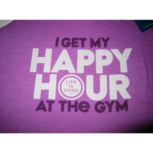NEW LIFE IS GOOD Happy Hour At The Gym Breezy Tank Top Womens M Workout Tee - Picture 3 of 11
